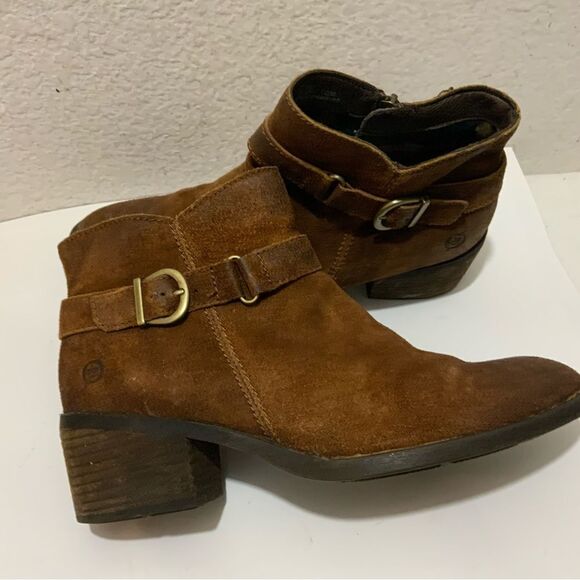 Born ankle boots brown leather side zip accent buckle 9.5 - Picture 15 of 16